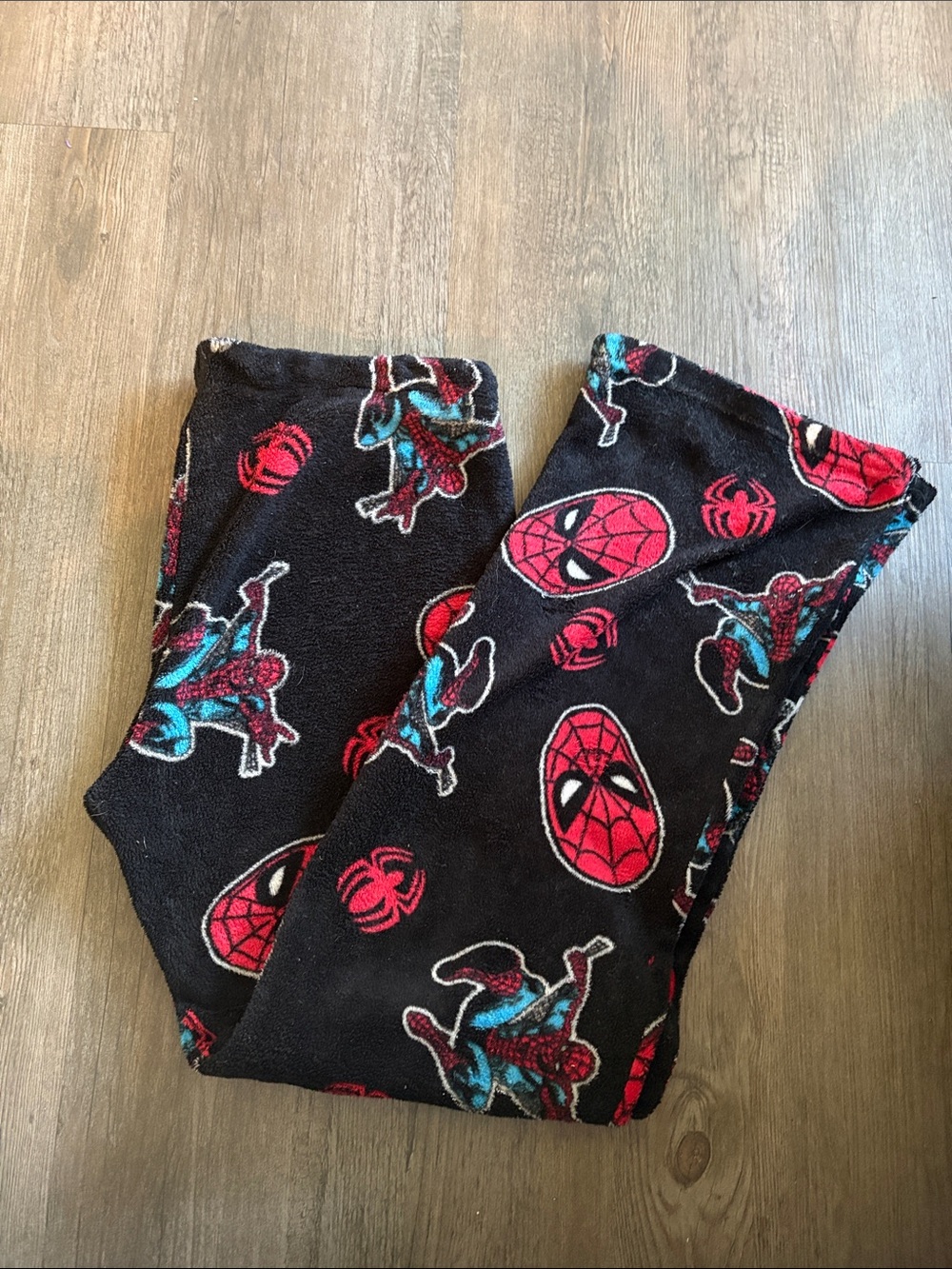 Marvel Black Pajama Pants with Red and Blue Spider-Man Motifs